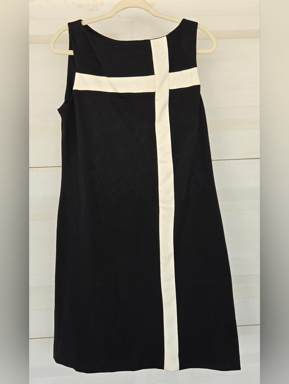 Chaps Black Shift Dress with White Contrast Stripes Size 12